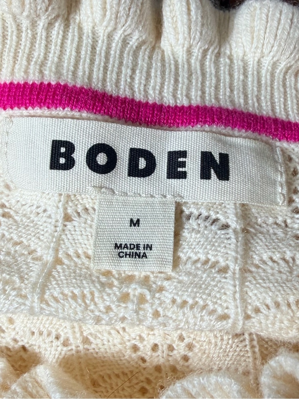 Boden Tia Pointelle Frilled Jumper Sweater Ivory Cream Knit Size Medium - Picture 8 of 8